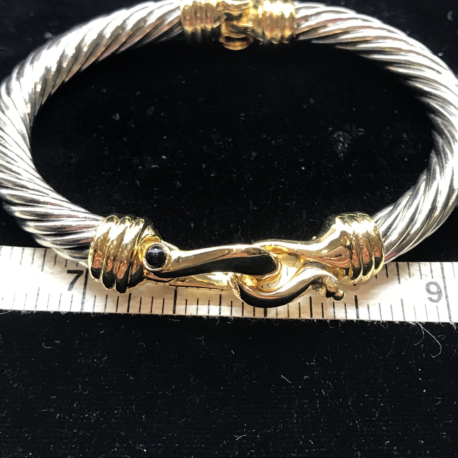 VTG Twisted Cable Renaissance Revival Black Cabochon’s Buckel Design Bracelet