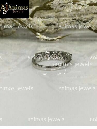 3CT Moissanite 5-Stone Anniversary Ring Wedding Band Real Sterling Silver Size 6
