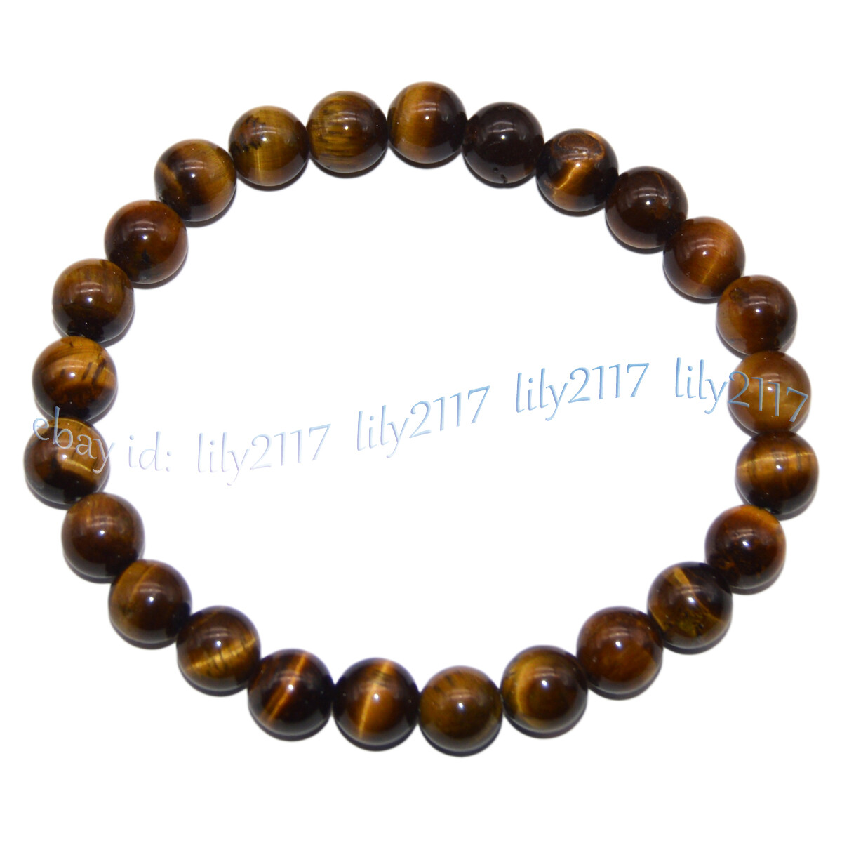 8mm Assorted Multicolor Natural Gemstone Round Beads Elastic Bracelet 7.5”