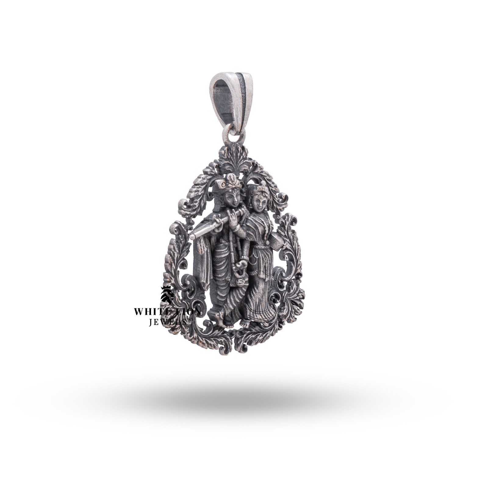 Chief Consort Divine Lord Krishna Radha Couple Love 925 Silver Pendant