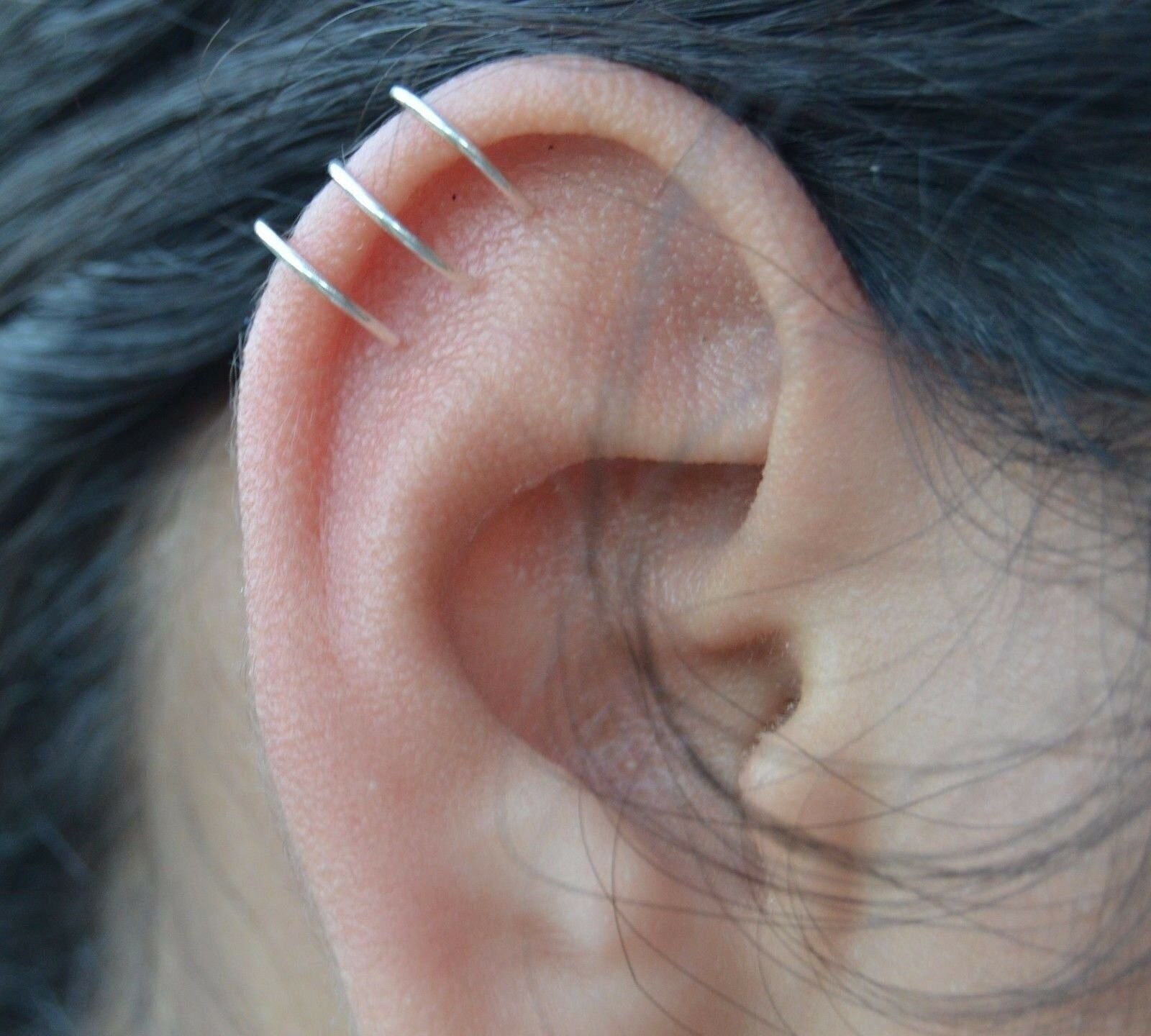 Sterling silver three wire ear cuff