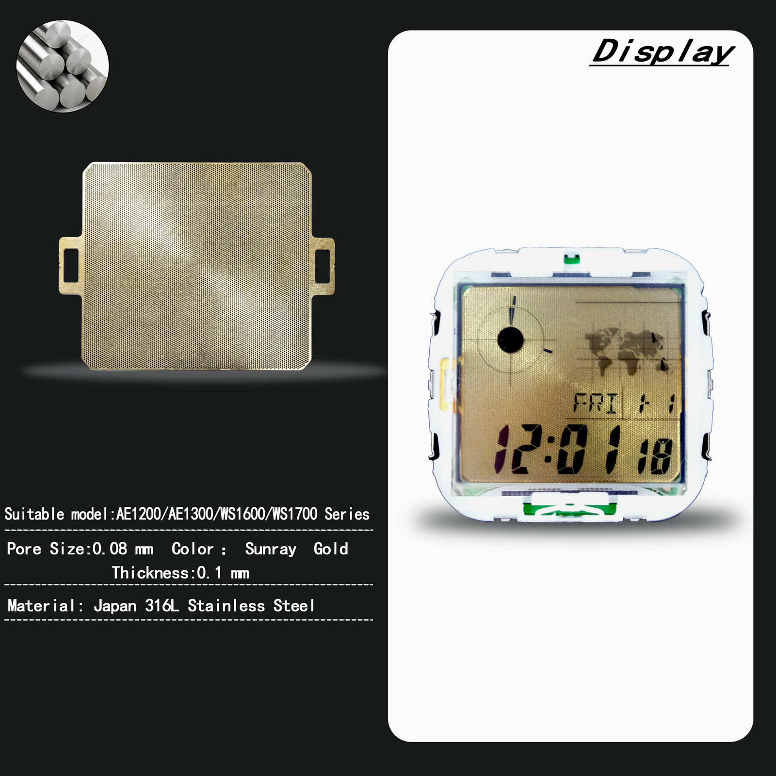 Replacement Watch Case for AE1200 AE1300 316L Steel Mod Kit Compatible with 3299