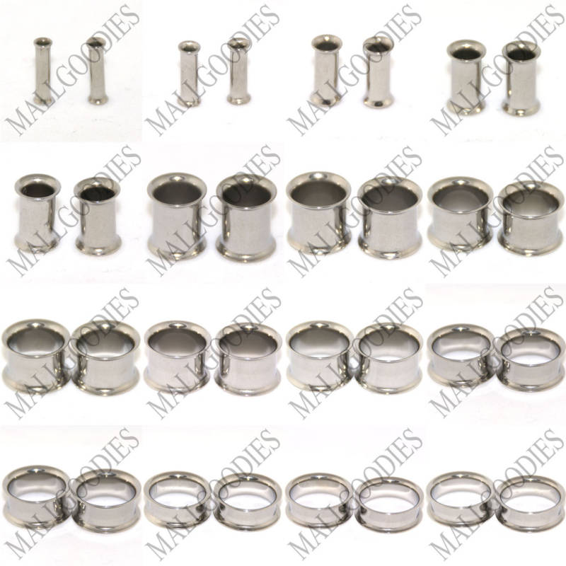 V002 Steel Double Flare Saddle Flesh Tunnels Earlets Plugs Gauges 10G to 2″ PAIR