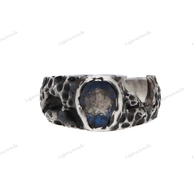 Rough Labradorite Ring 925 Sterling Silver Ring Statement Mens Ring Gift Him