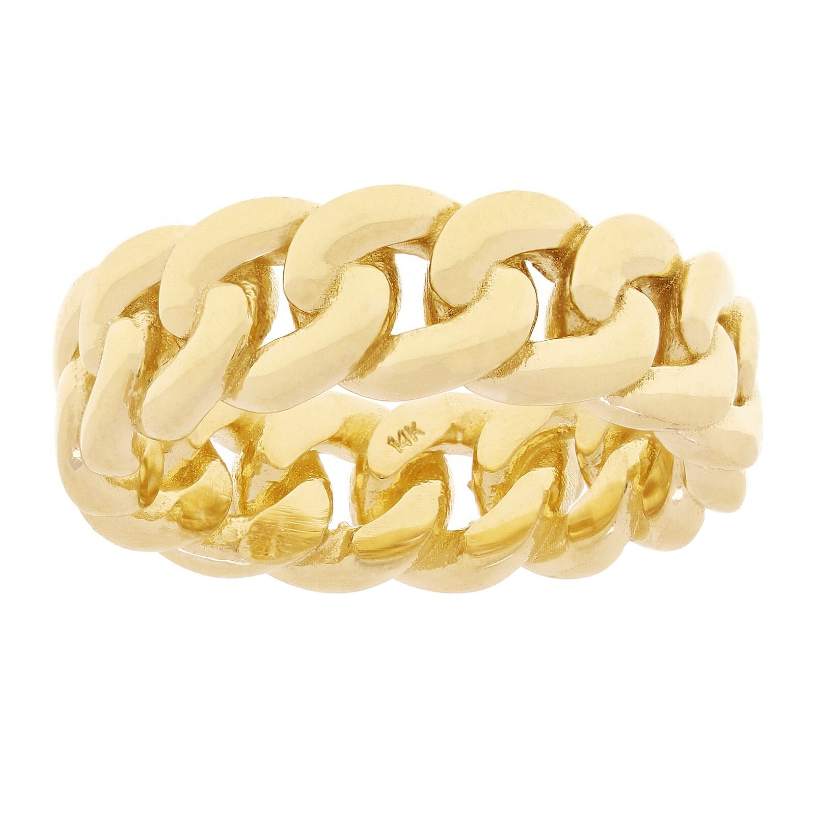 14k Yellow Gold Solid Miami Cuban Ring Curb Link Band 7.5mm Size 10 – 13 grams
