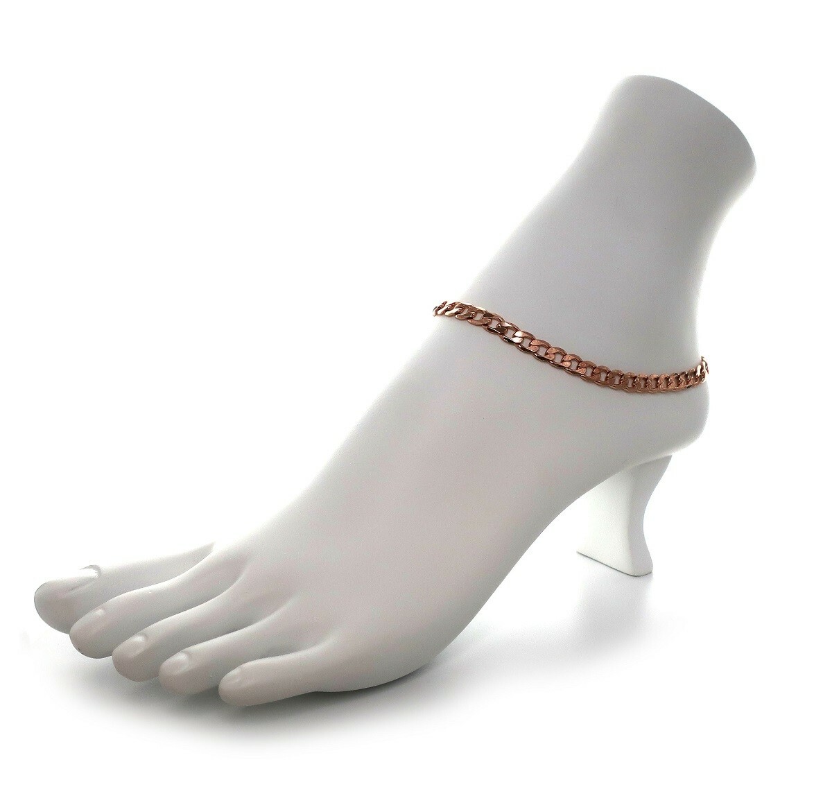 10″ Italian Cuban Link Quality Chain Anklet Bracelet 14K Pink Rose Gold Plated
