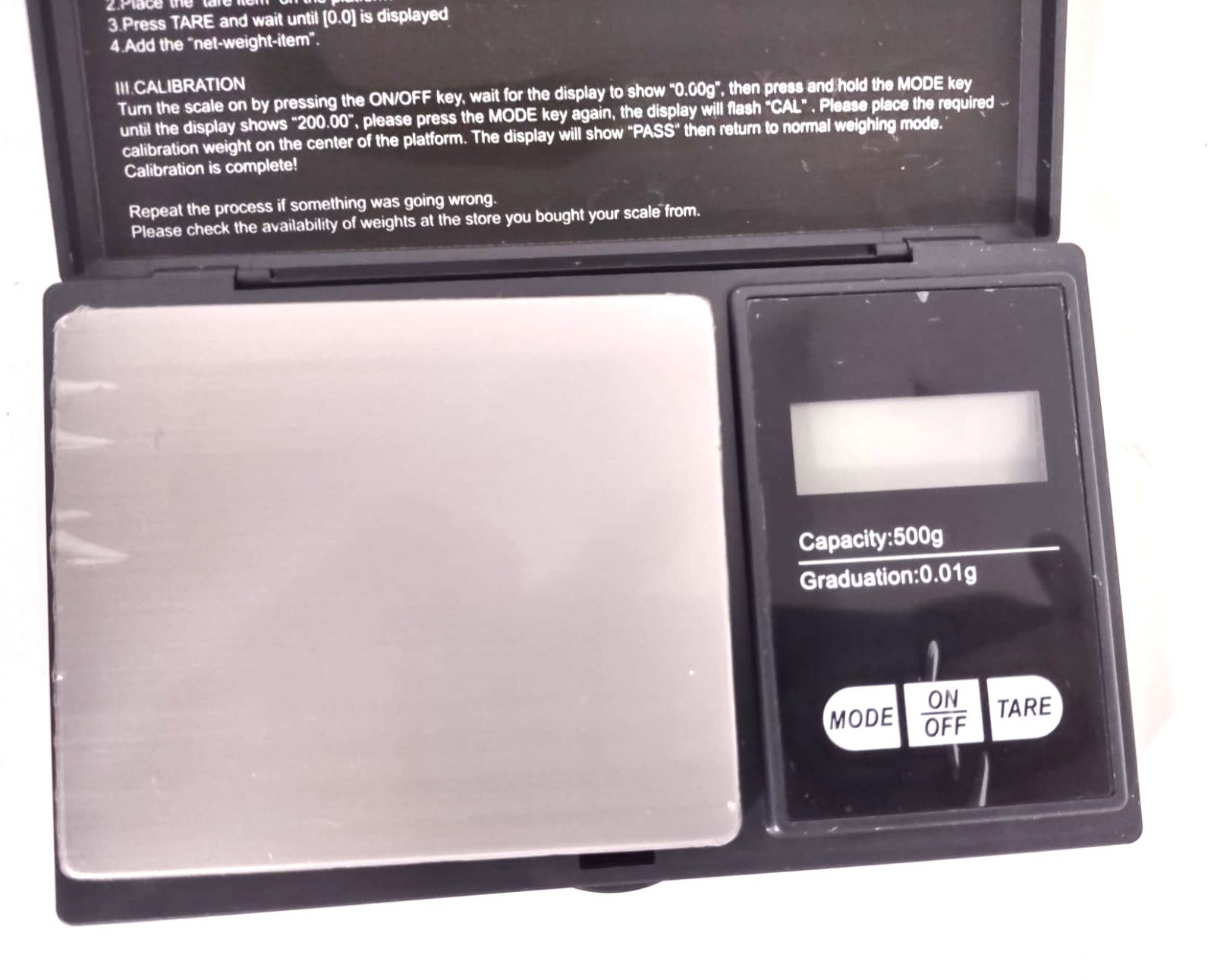 Digital Pocket Scale, Capacity 500g, 0.01g, g oz gn ct tl ozt dwt