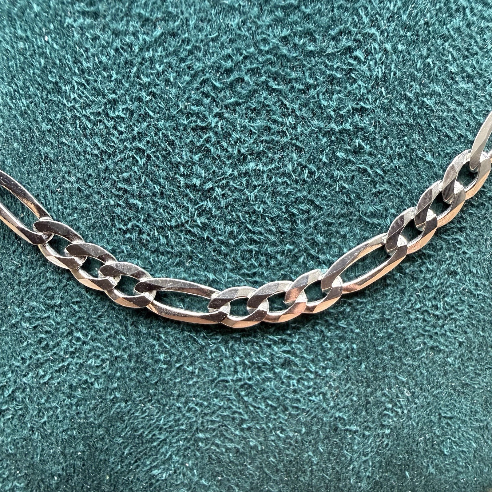 ITALY 925 Sterling Silver FIGARO Chain Necklace 18” 4.3mm