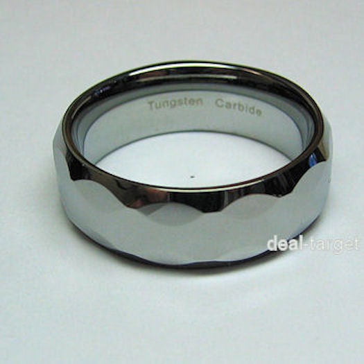 Tungsten Carbide Polished Wedding Ring Band Bevel Cut 8MM Size Selectable Unisex