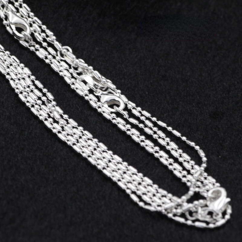 5pcs 925 Silver 16-30inch Necklace Bamboo Ball Chain Fashion Clavicle Jewelry