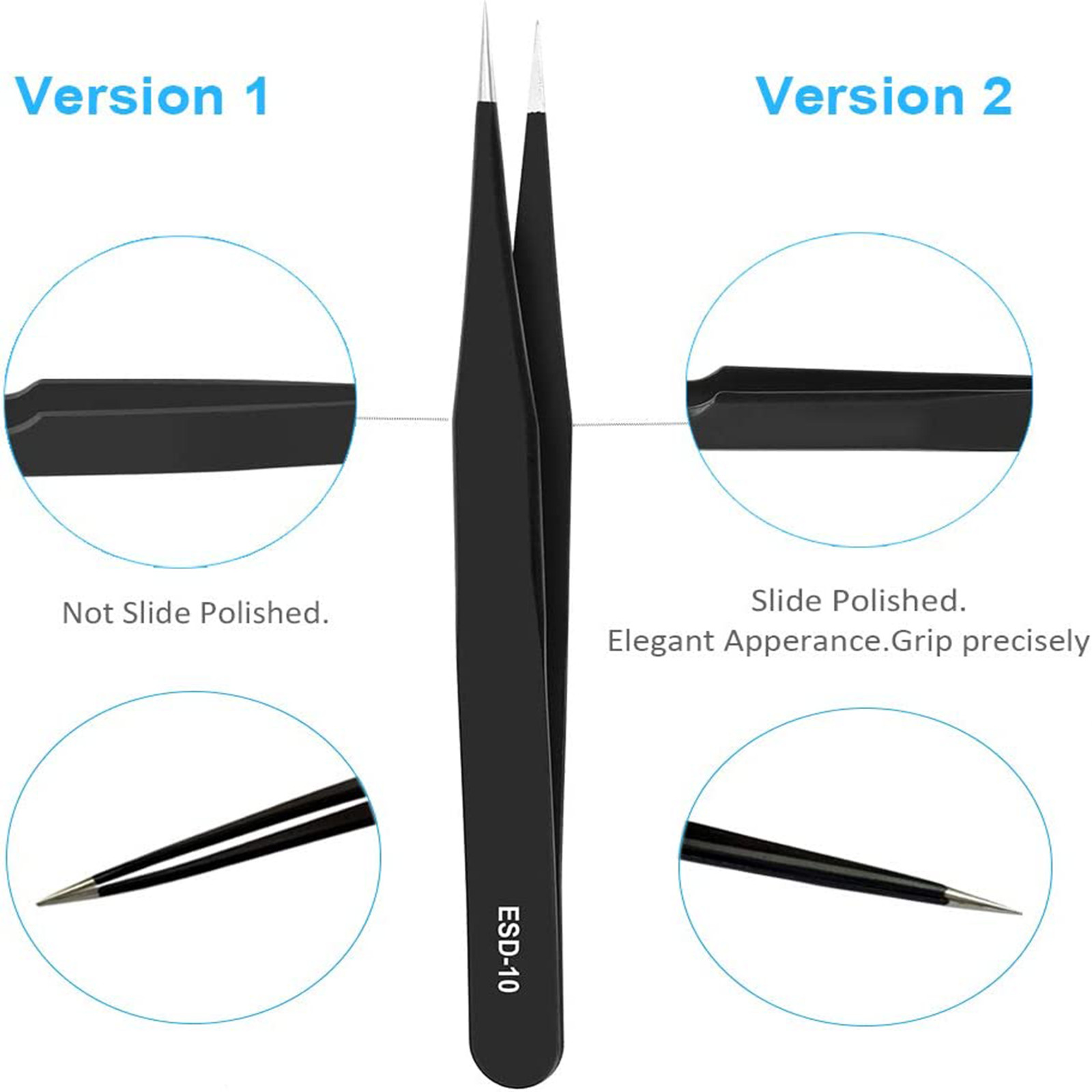 9 Pcs Maintenance Repair Stainless Steel Tools Kit ESD Anti-static Tweezers Set