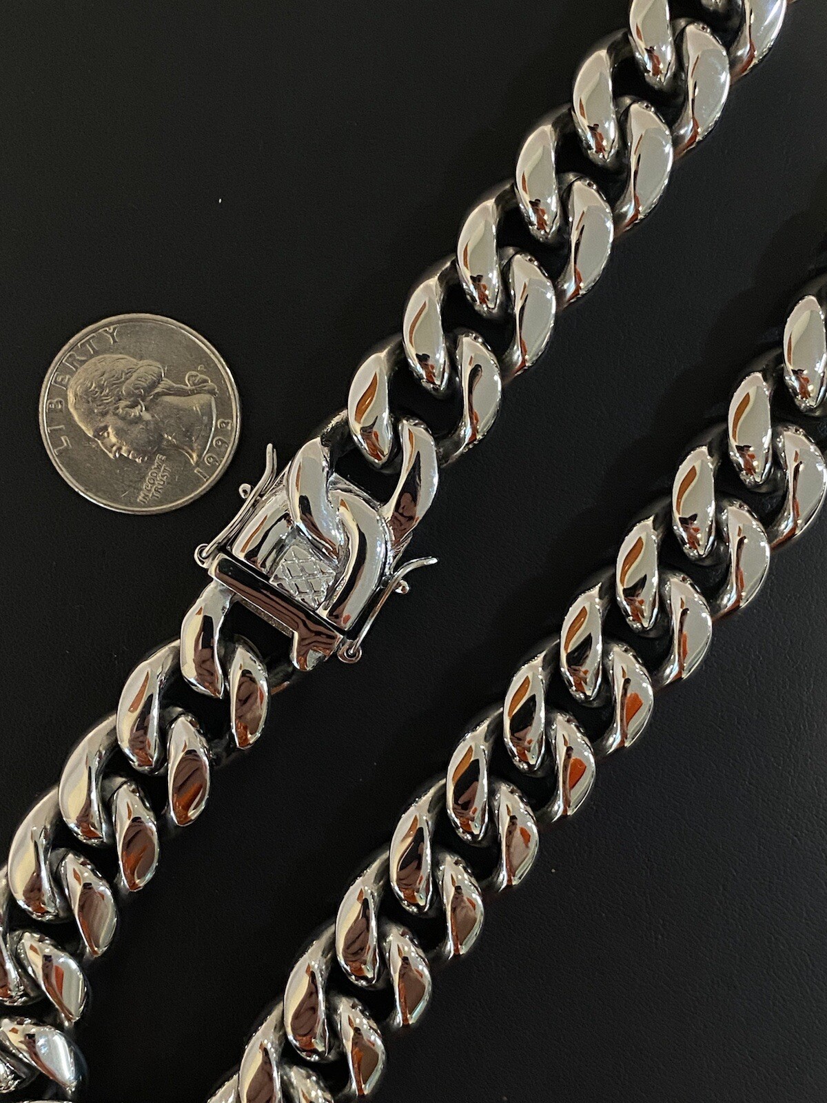 18mm Men’s Miami Cuban Link KILO Choker White Gold Stainless Real Hip Hop Chain