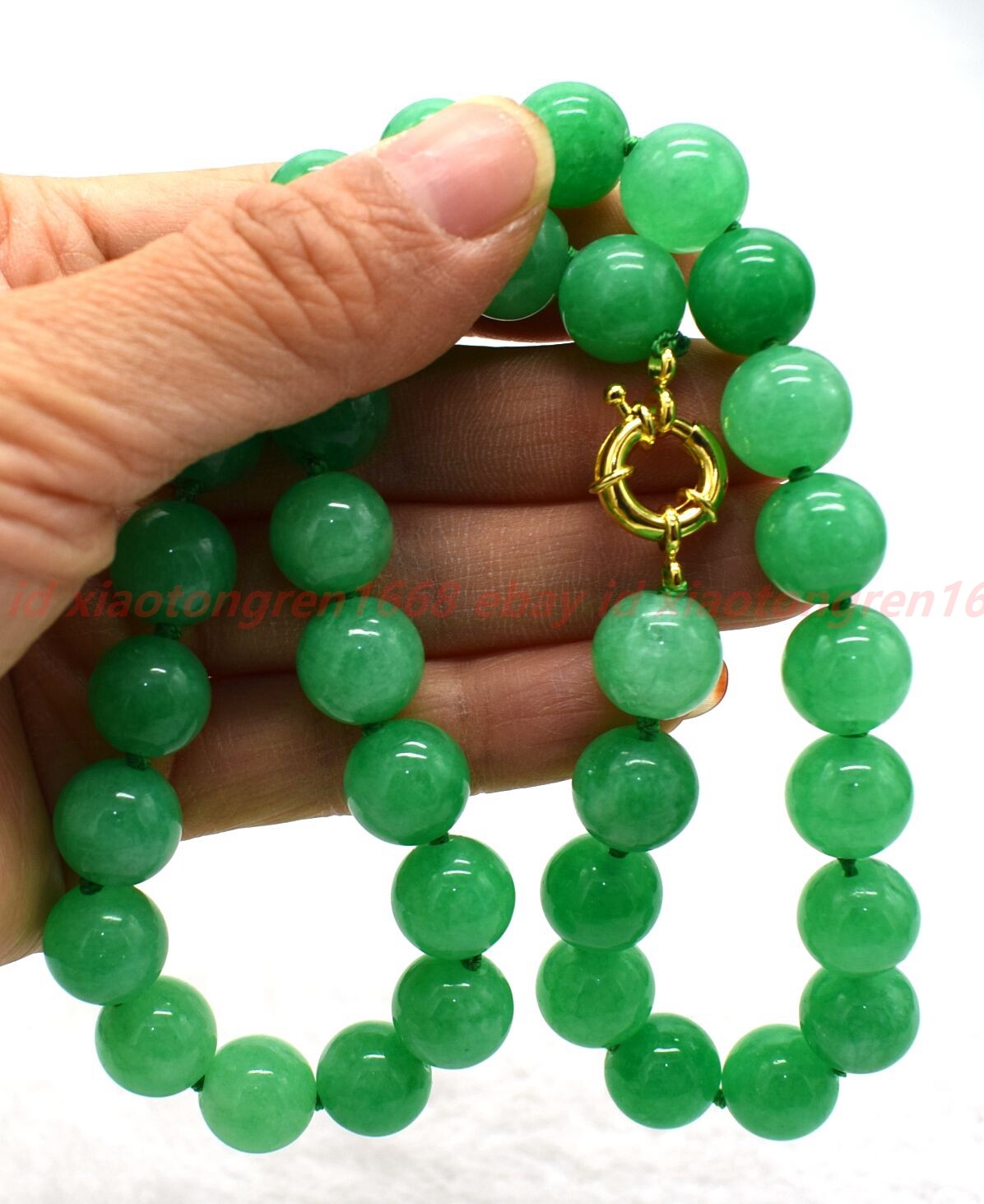 New Fashion Natural 8/10/12mm Green Jadeite Gems Round Beads Necklace 16-36in