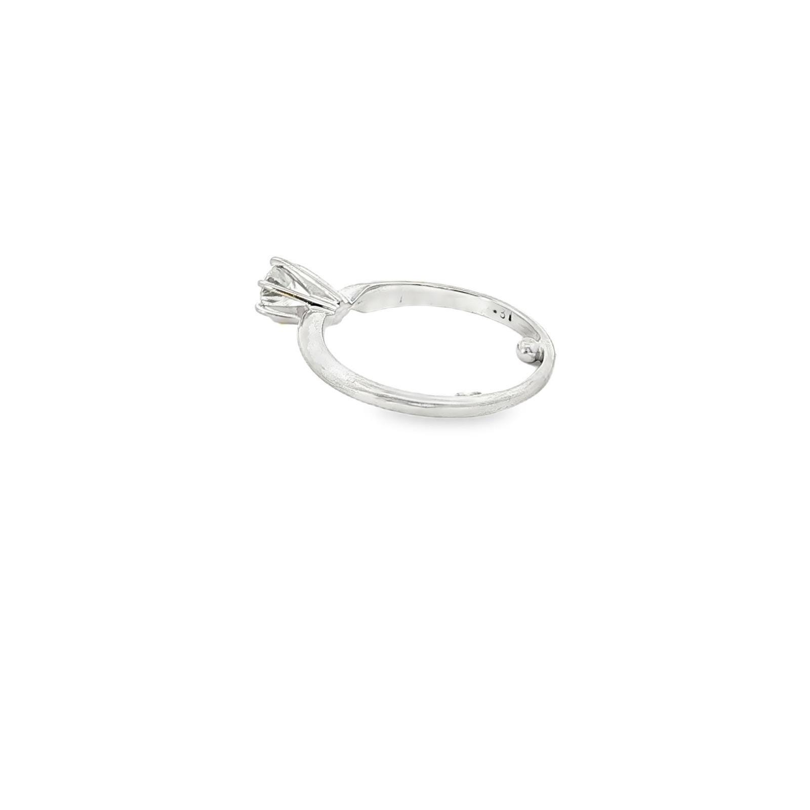 Diamond Solitaire Ring .40ct Round Cut Six Prong Two Tone Textured Band Size 5