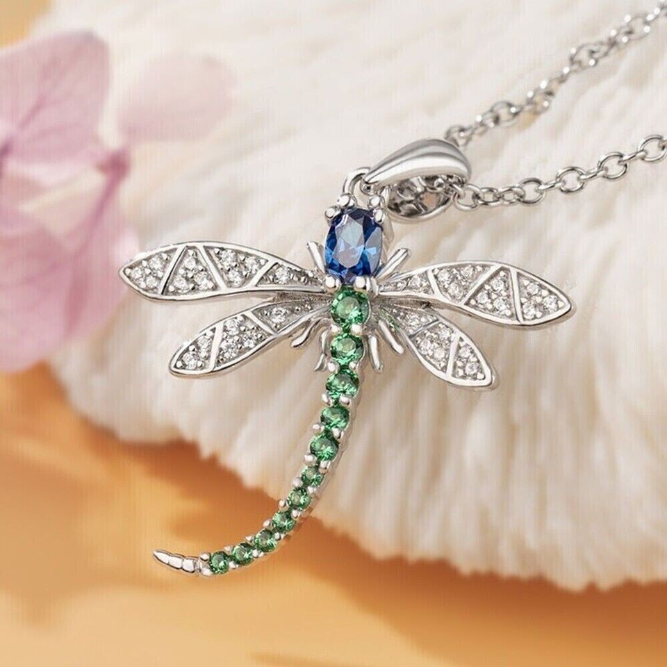 2.Ct Round Lab Created Diamond Dragonfly Pendant Women’s 14K White Gold Plated