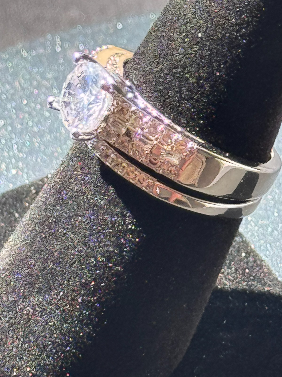 Dainty 2 Pc Round Solitaire with Baguette and Round Accents Wedding FS