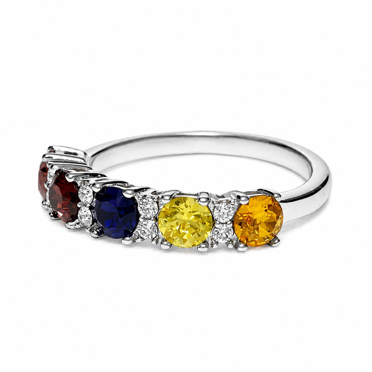 Swarovski Crystal Sunflower Multi Gemstone Ring Size 7 Sterling Silver 925 New