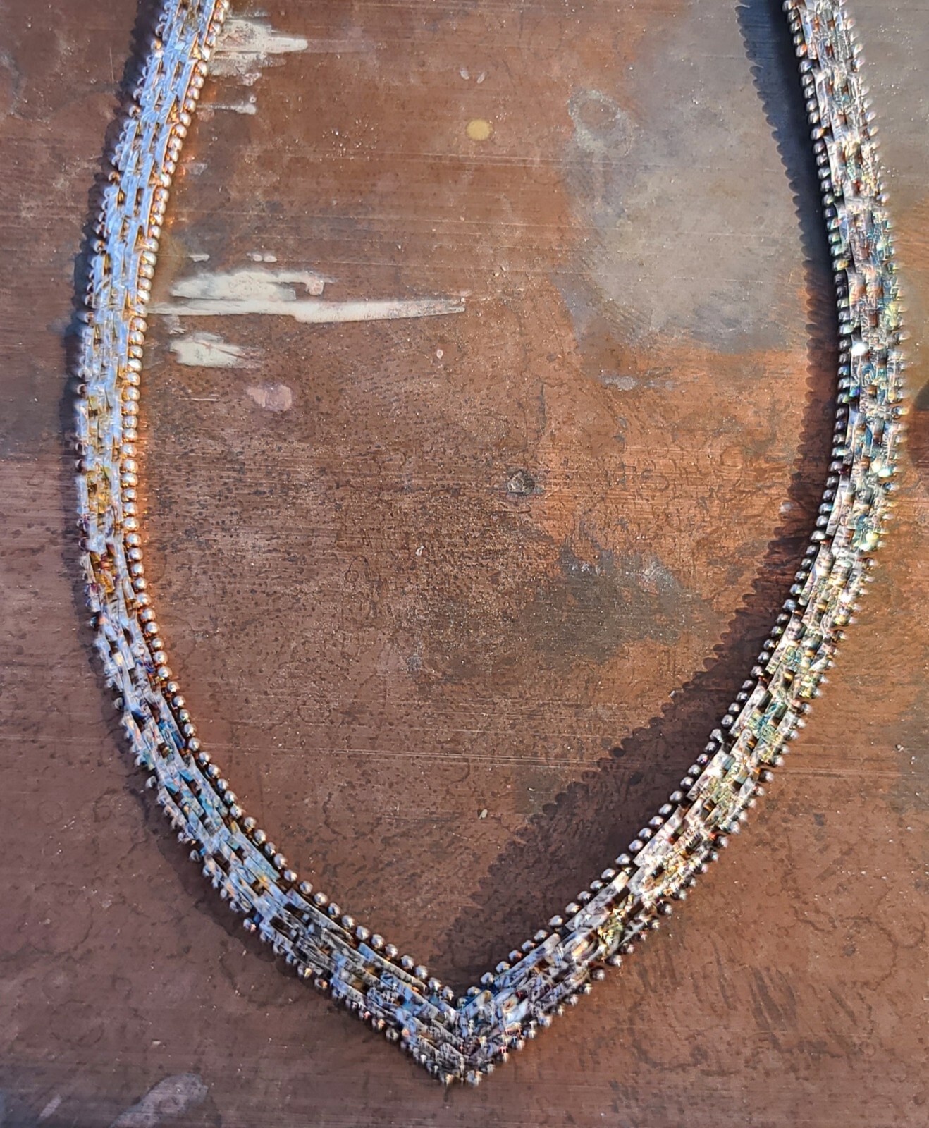 Vintage Italy Sterling 925 Solid Silver V Necklace 16.5″ Signed M 5.3mm 25.7gram