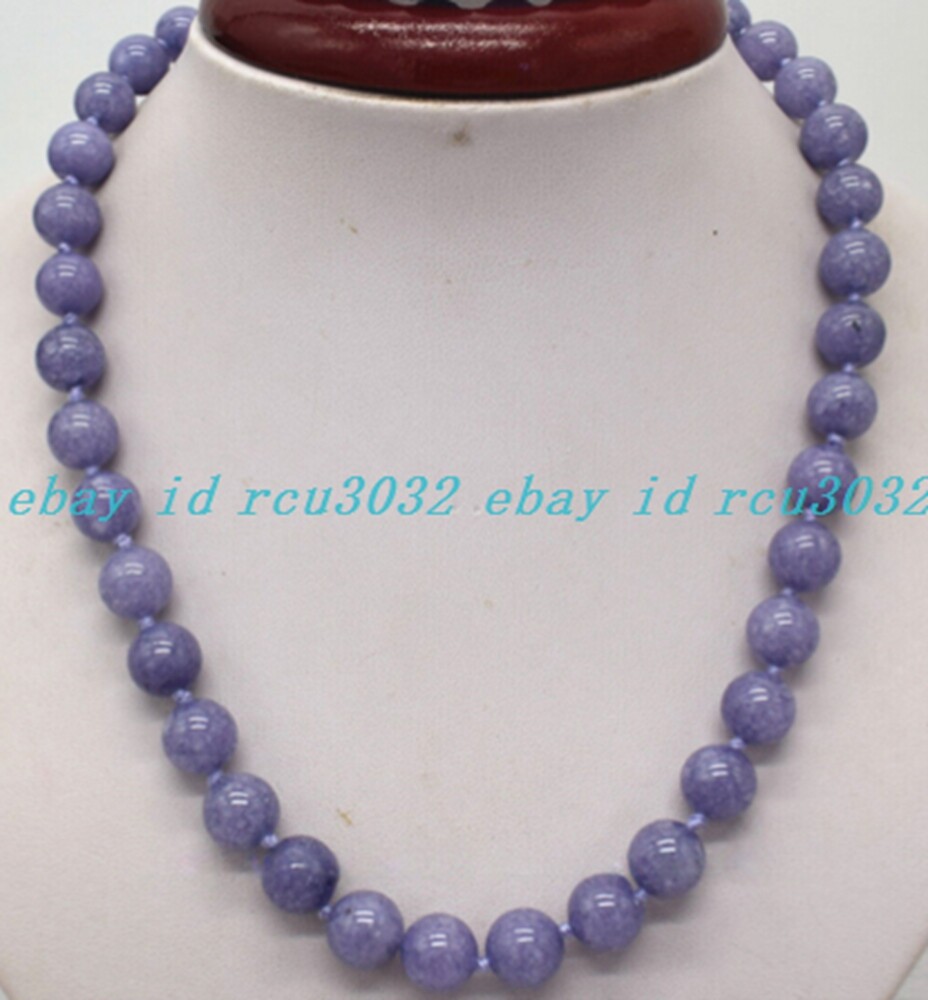 Pretty 6/8/10/12mm Natural Lavender Chalcedony Round Beads Gems Necklace 16-36″