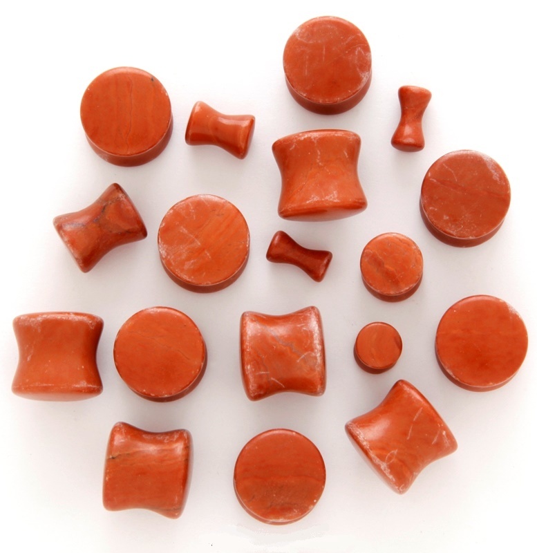 1 Pair 8g 3mm Organic Plumb Agate Stone Saddle Plugs Gauges Double Flared