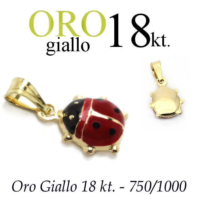 LUCKY CHARM LADYBUG amulet gift pendant 18kt gold. 750/1000 yellow gold