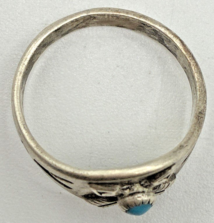 Sterling Silver Crossed Arrows Turquoise Ring Southwestern Size 7 3.4g