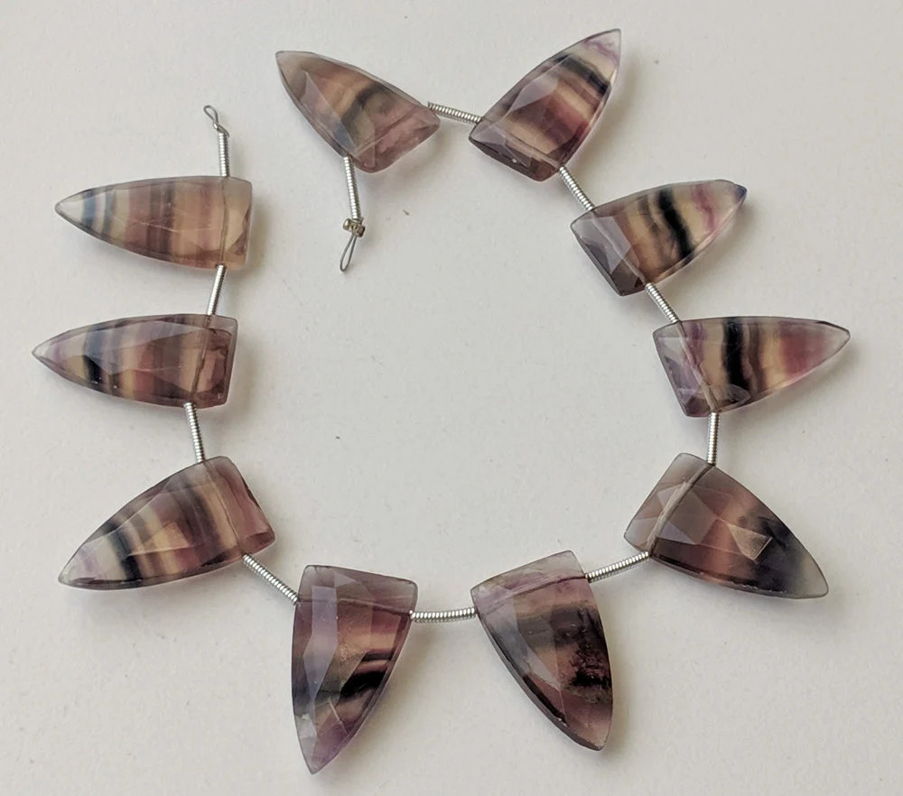 12x23mm Multi Fluorite Faceted Triangle Beads, Natural Fluorite Faceted Fancy