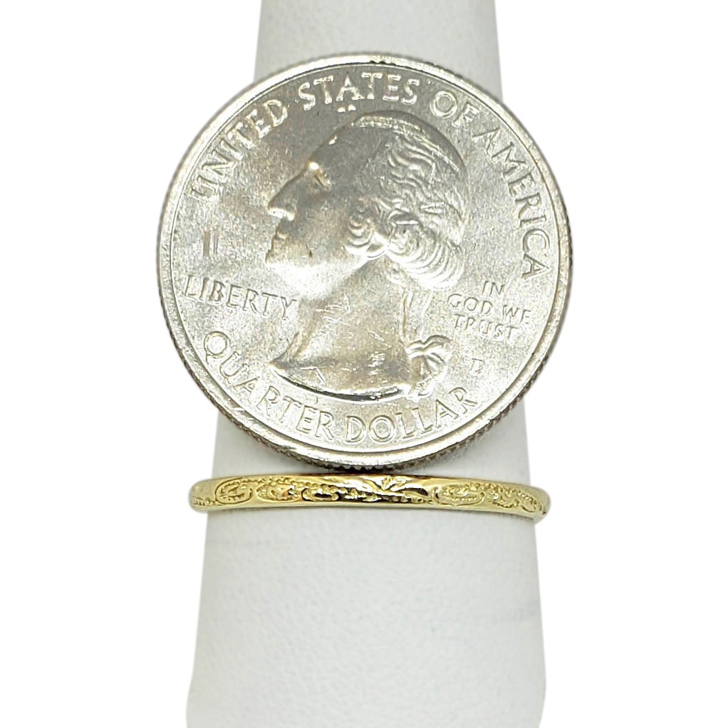 Solid 10K Women’s Yellow Gold Engraved Hawaiian Scroll Ring 2mm Midi Size 1 – 12