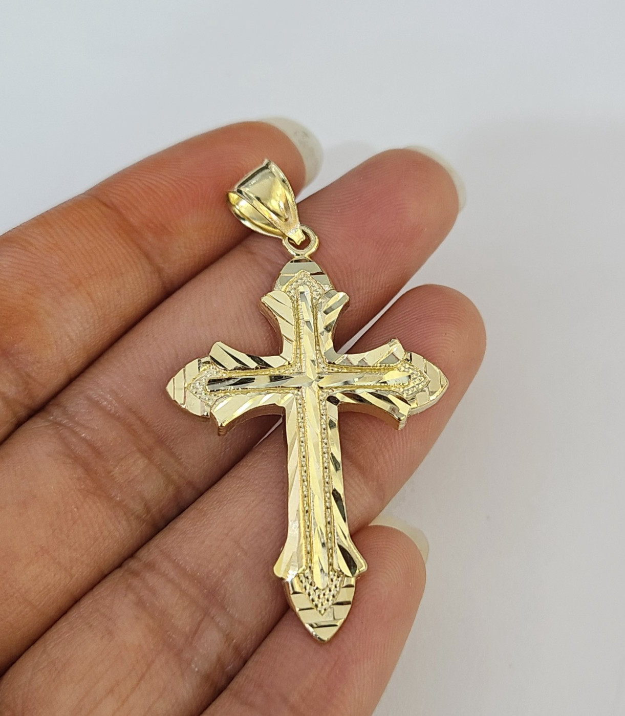 Real 10K Jesus Cross Pendant Yellow Gold Charm Genuine 10kt