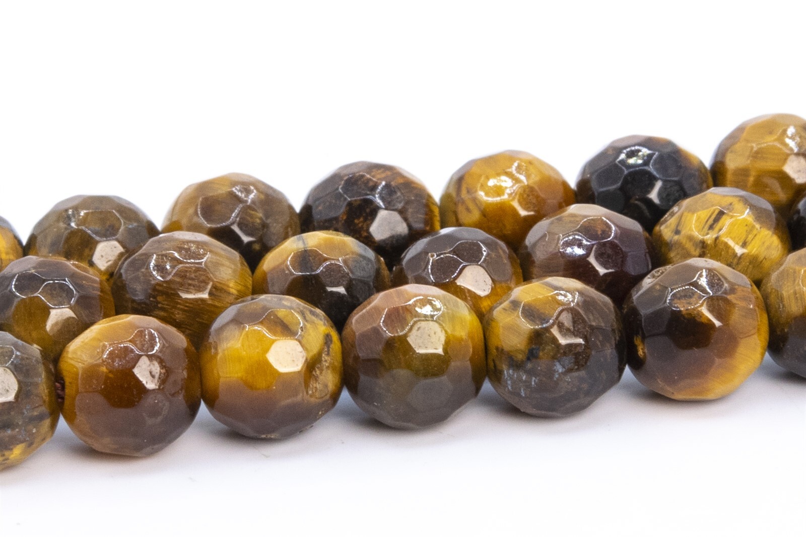Natural Yellow Tiger Eye Grade A Micro Faceted Round Loose Beads 6/8/10/12MM
