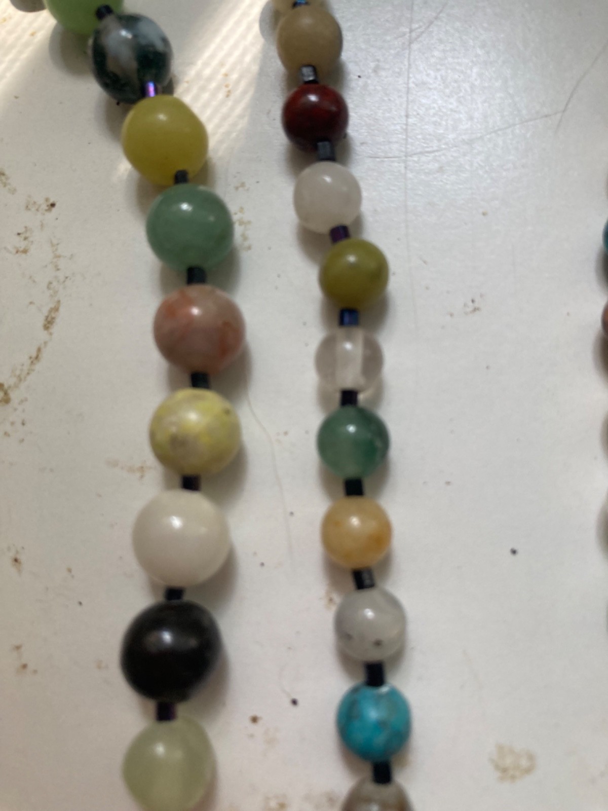 SEMI PRECIOUS GEMSTONE 2 STRAND NECKLACE VINTAGE