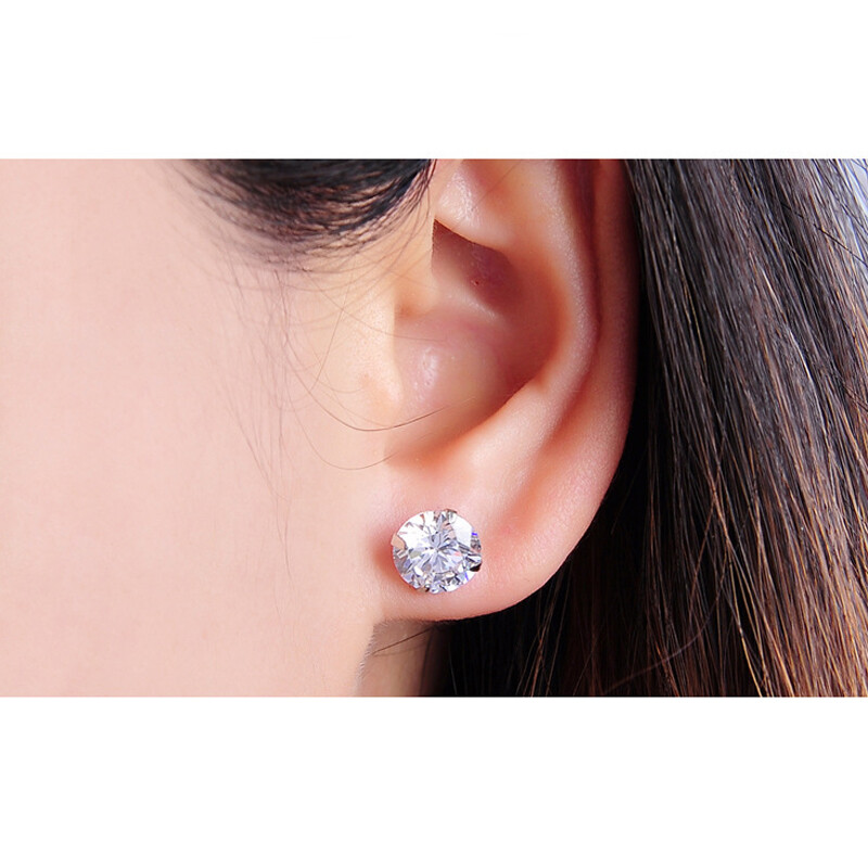 1-3 Pairs 925 Sterling Silver Round Earrings Cubic Zirconia Womens Mens Jewelry