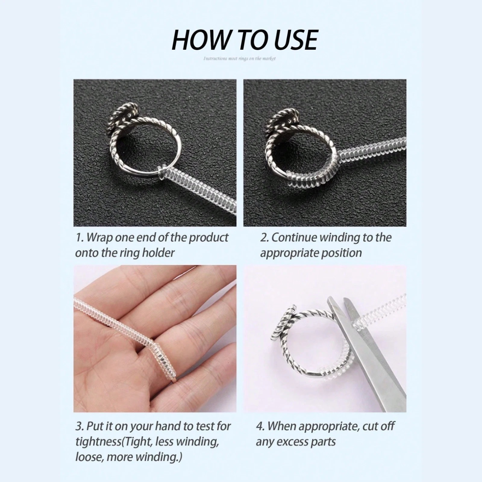 4PCS Invisible Ring Size Adjuster Clear Ring Guard Reducer Spacer for Loose Ring