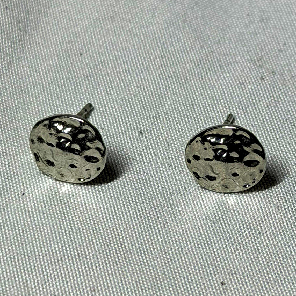 Silver Tone Round Stud Earrings