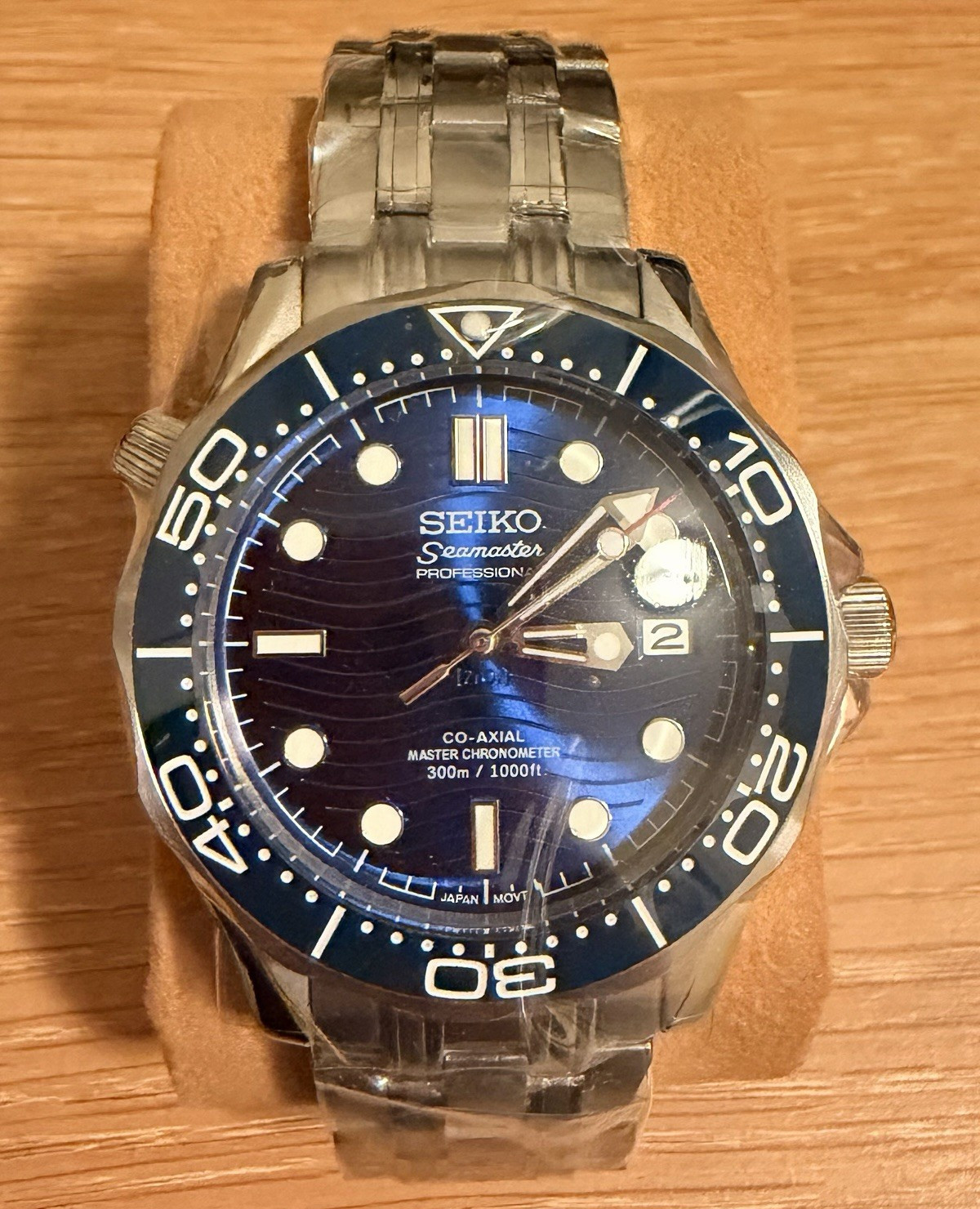Seiko Mod Seamaster Automatic Diver 42mm Blue Dial/Bezel Date Steel w/Box