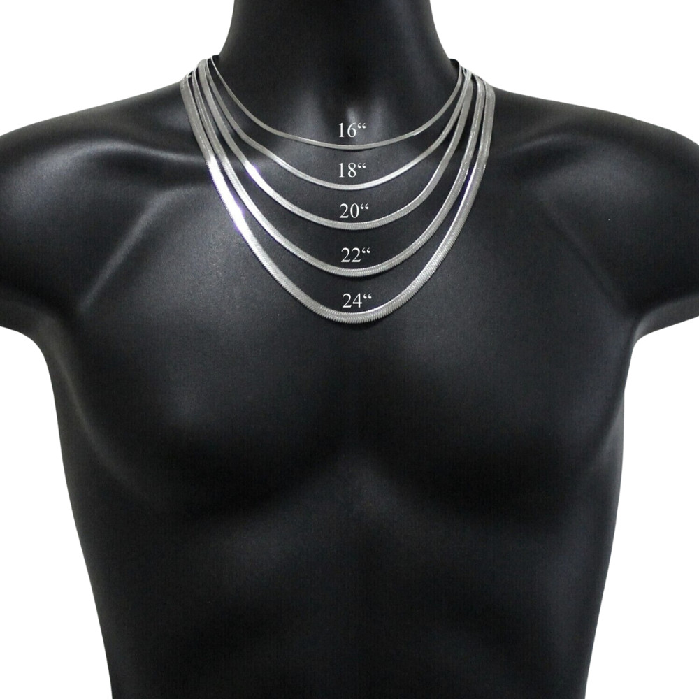 Stainless Steel Herringbone Chain Necklace, Mens Womens, 2-5mm 18-24″