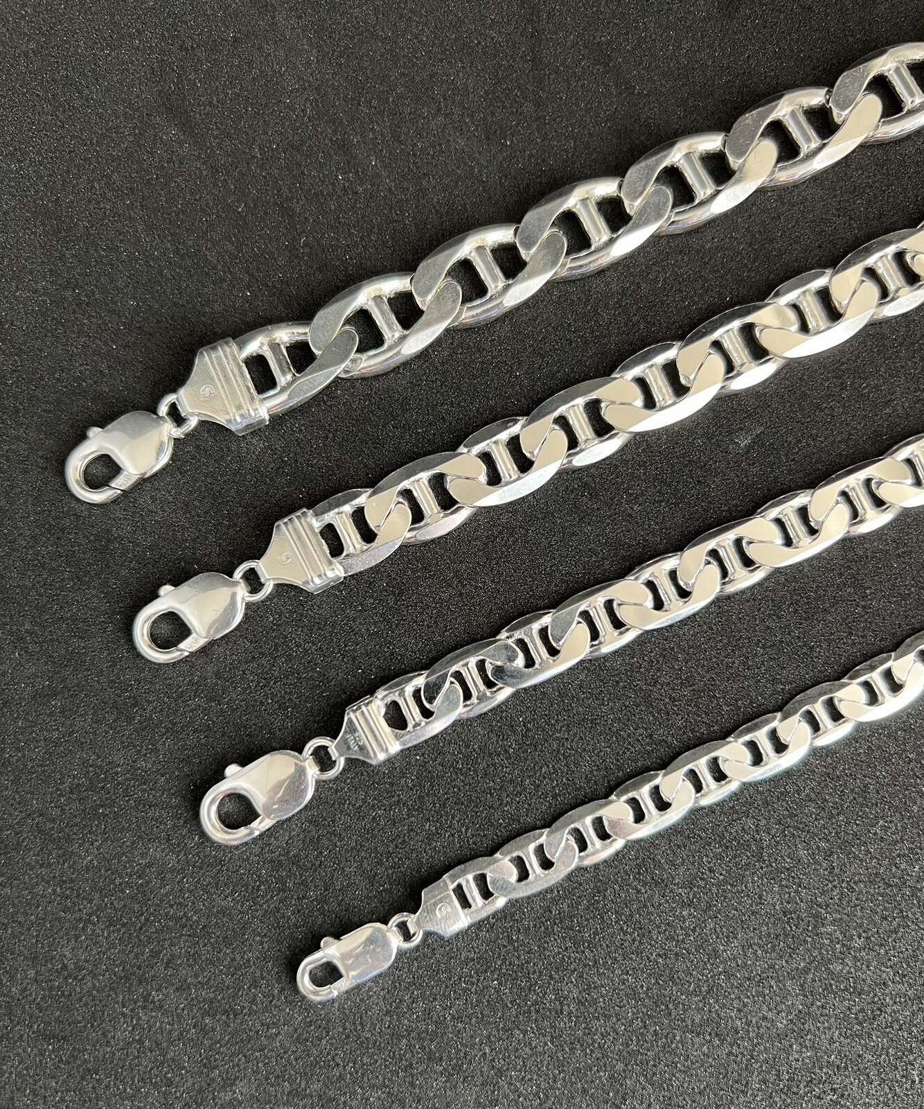 925 Sterling Silver Mariner Anchor Link Chain Men’s Necklace 8mm-13.5mm 18″-30″