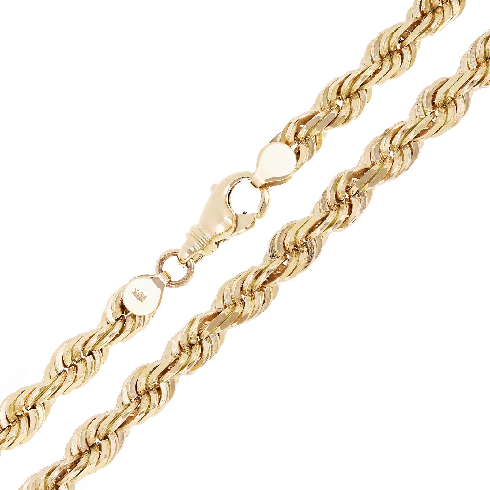 Men’s Solid 10k Yellow Gold Diamond Cut Rope Chain Necklace 22″ 7mm 79.2 grams