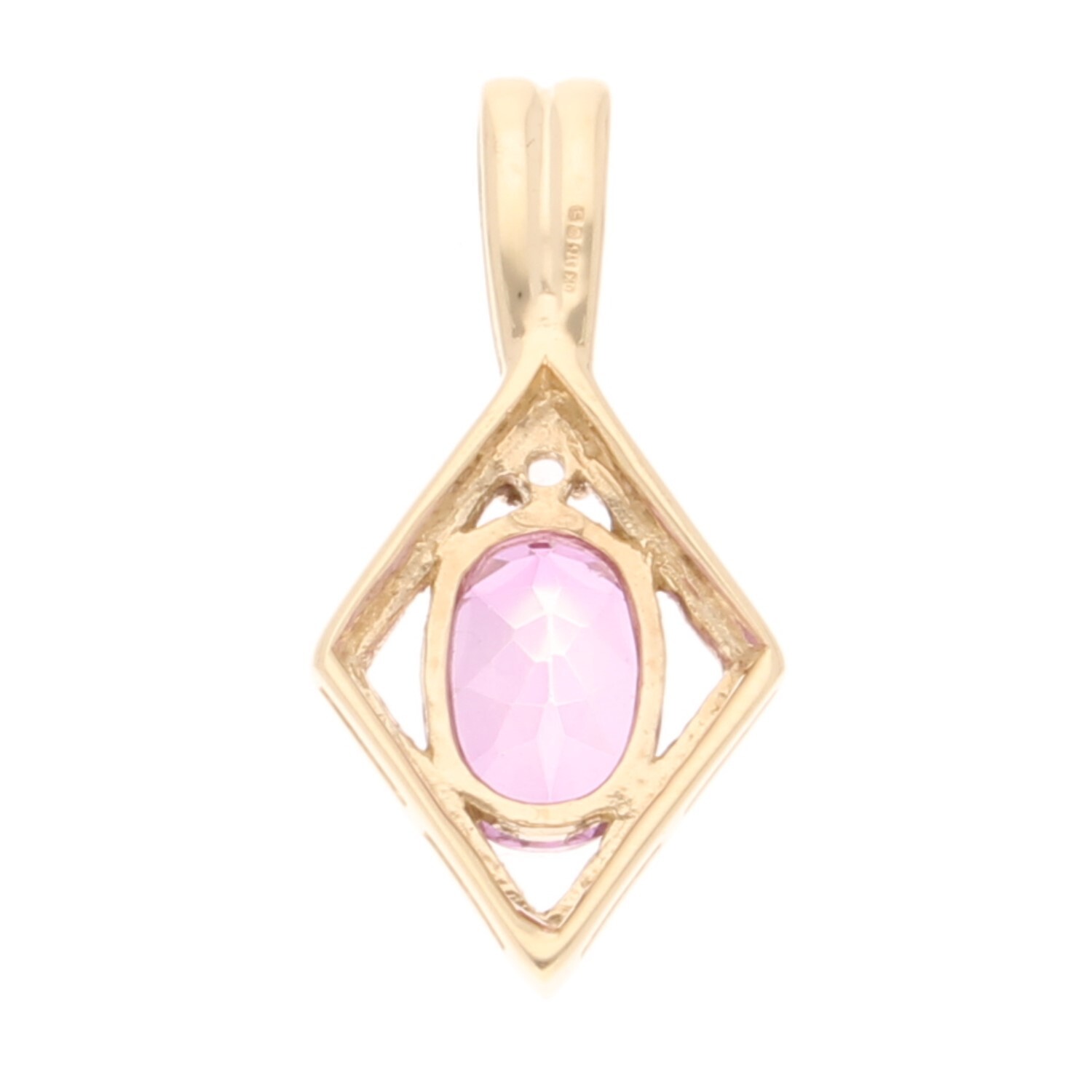 9Carat Yellow Gold Cherry & White Topaz Pendant (12x23mm)