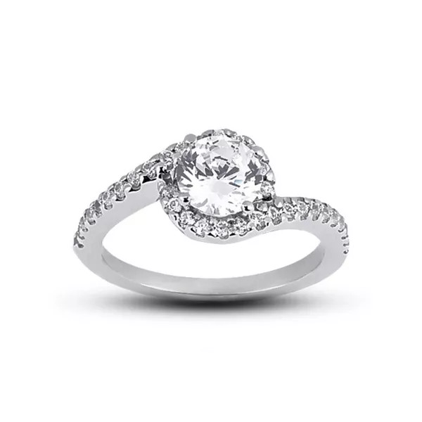 Side Stone Engagement Ring Halo Platinum 1.35 CT Round Lab-Grown Diamond E SI1