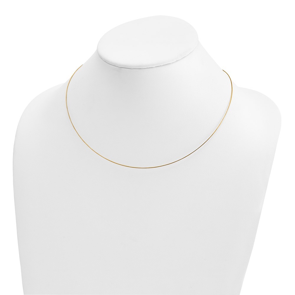 14k Yellow Gold 0.5mm Single Wire Necklace 16″ for Women 1.49gm