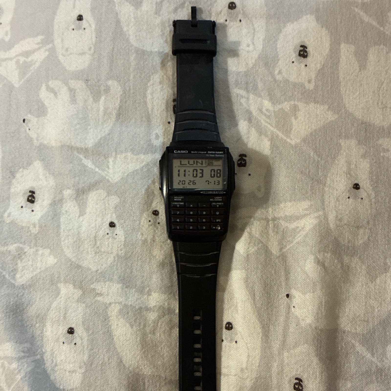 Casio Data Bank Digital Calculator Watch Alarm Day/Date Black Resin 38mm