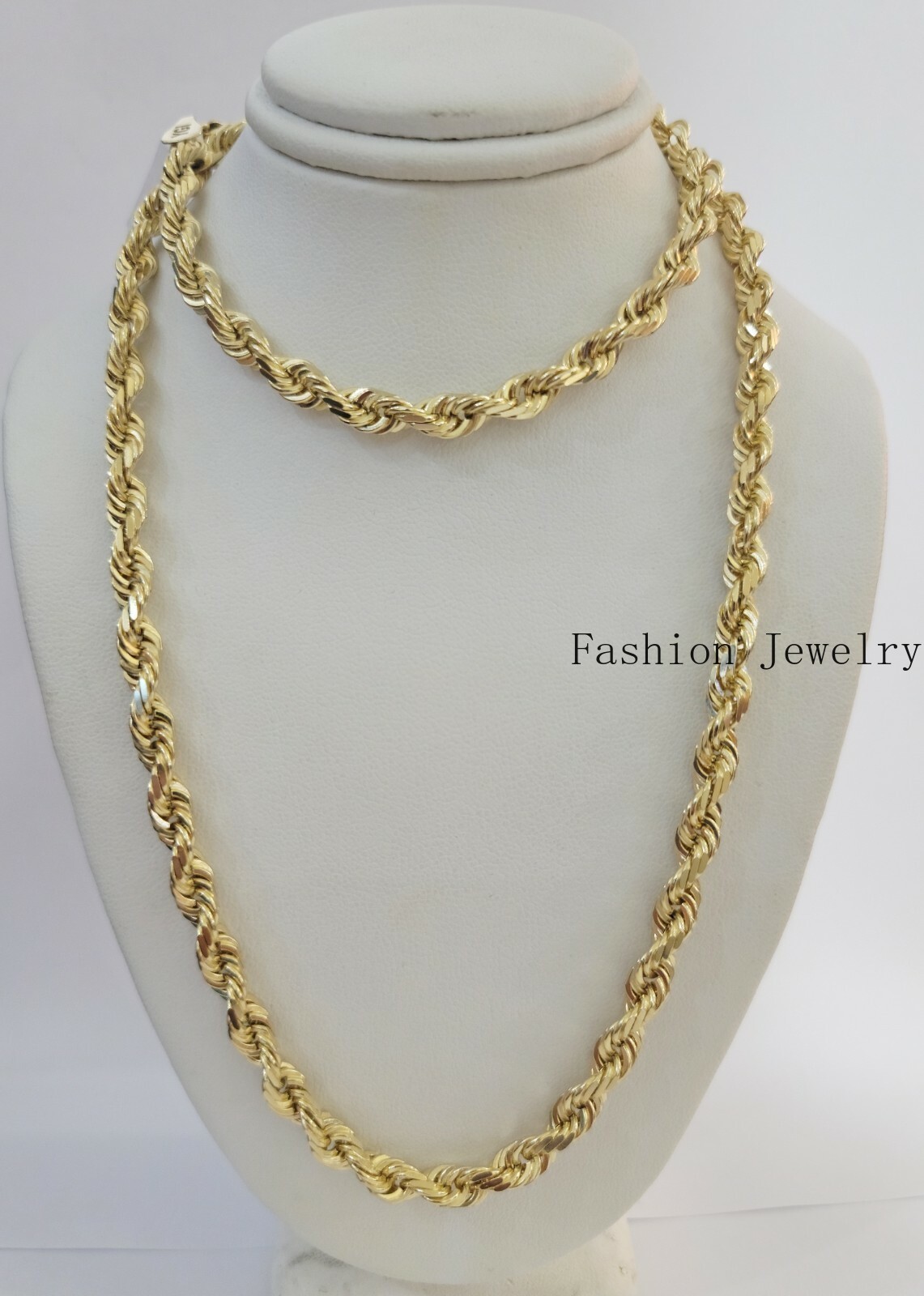 Real Solid 10k Gold Rope Chain Necklace 4mm-10mm Diamond Cut 18″-30″ For Pendant