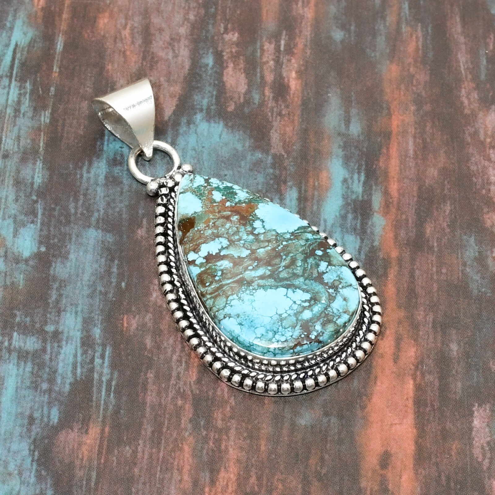 Tibetan Turquoise Gemstone Handmade Women Jewelry Pendant 2.08″