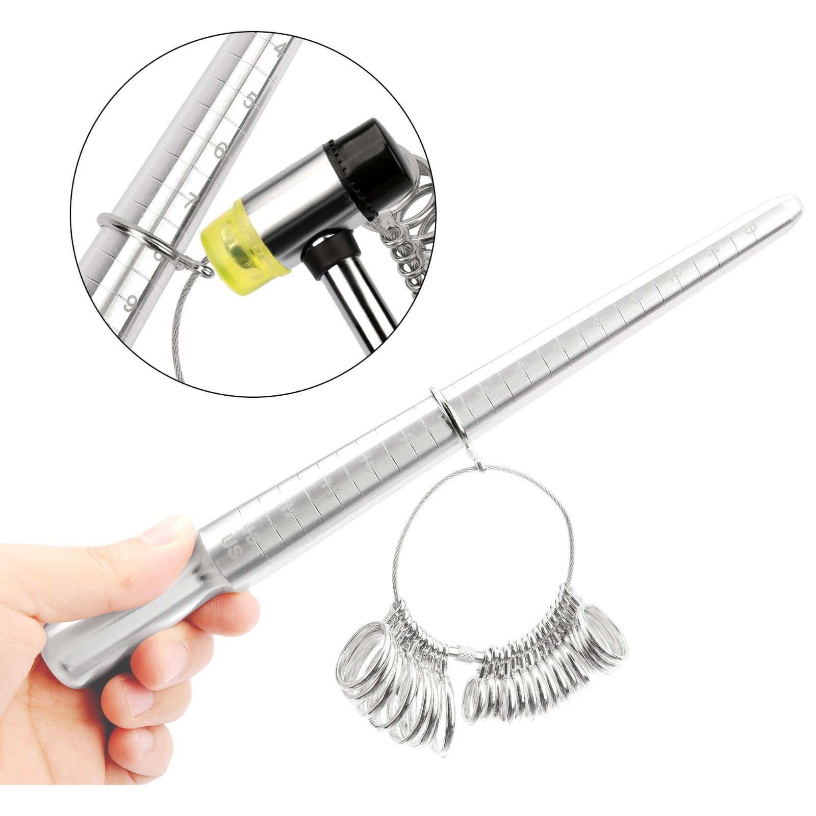 10 Pcs Ring Sizer Set – Gauge, Mandrel, Adjuster, Polishing Cloth & Size Tape