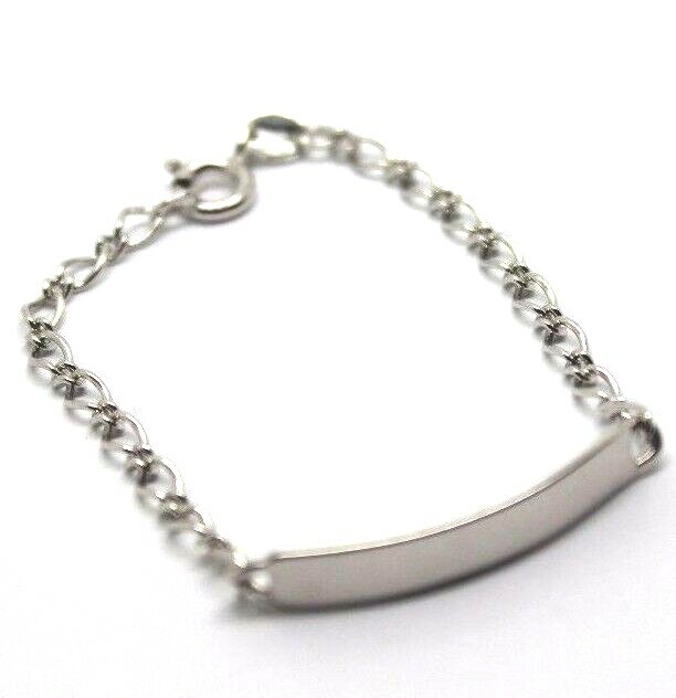 Children 9ct Solid White Gold ID Identification Bracelet – Free Post