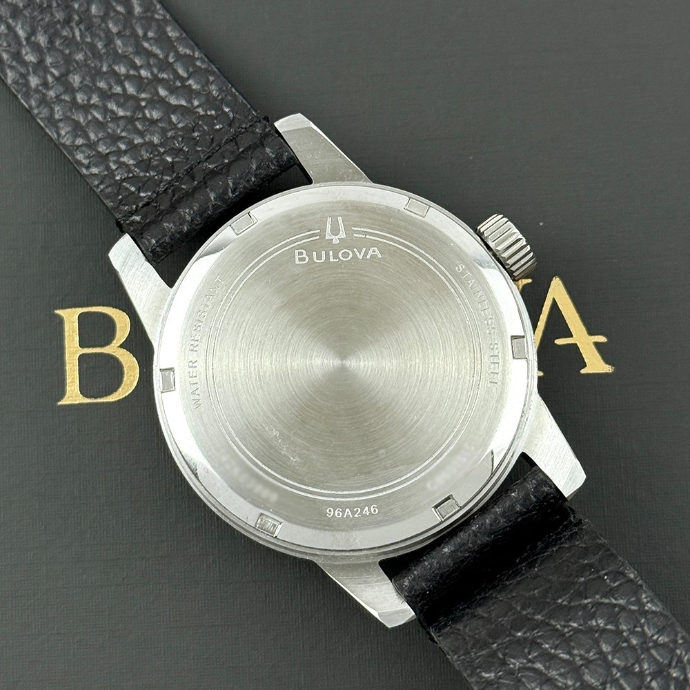 Bulova Men’s Hack Automatic Ivory Dial Black Leather Strap Watch 96A246