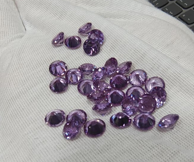 5MM Round Cut Lab Created Amethyst Loose Stone 2 Pcs Lot For Pendant/Earring