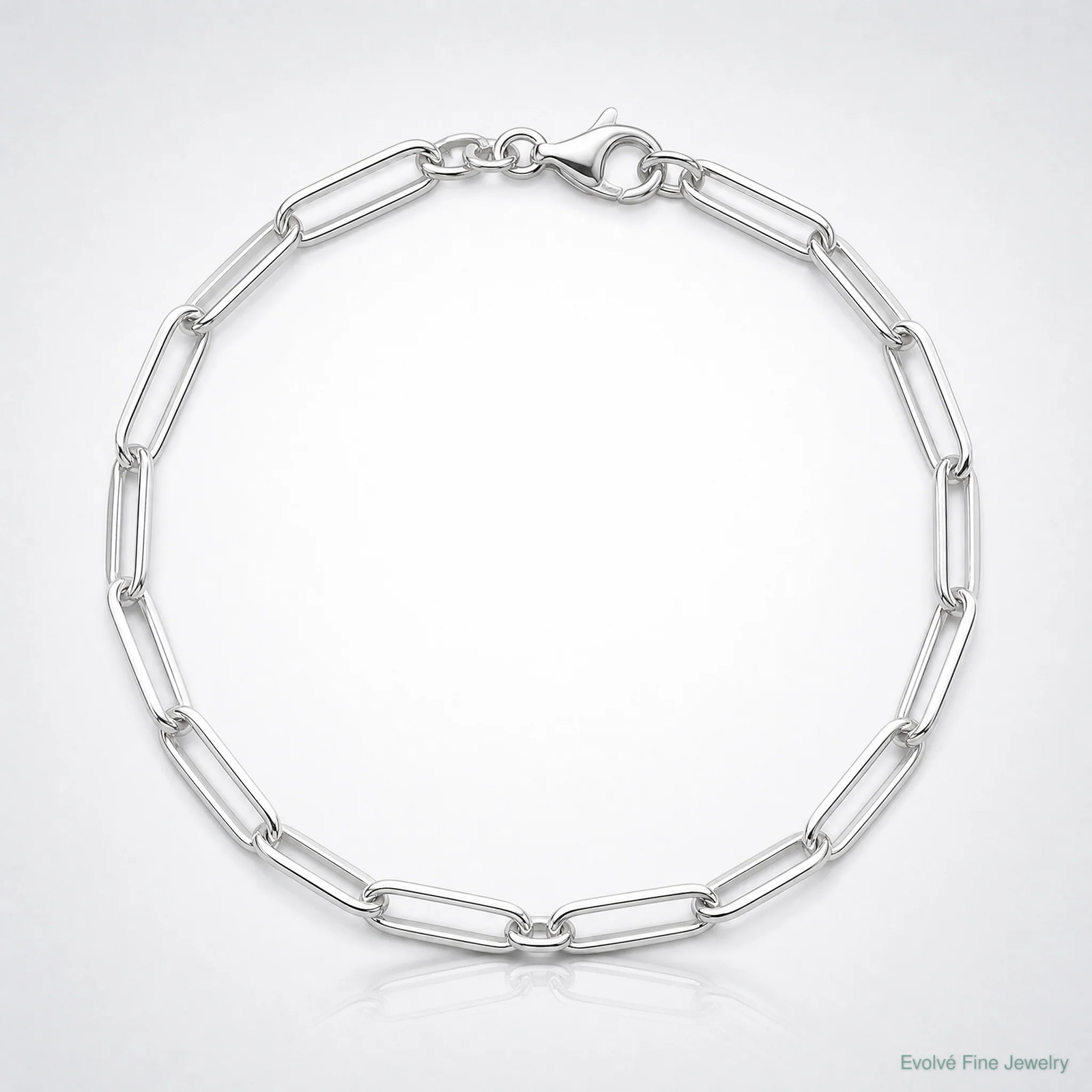 Sterling Silver Rhodium-Plated 3.5mm Diamond-Cut Paperclip Chain Bracelet 7″-8″