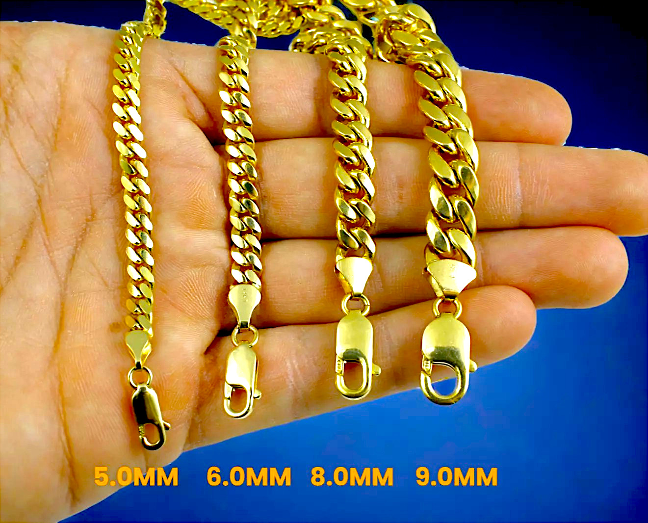 10K Yellow Gold SOLID Miami Cuban Necklace Bracelet Chain Lobster 2mm-10mm 7-30″